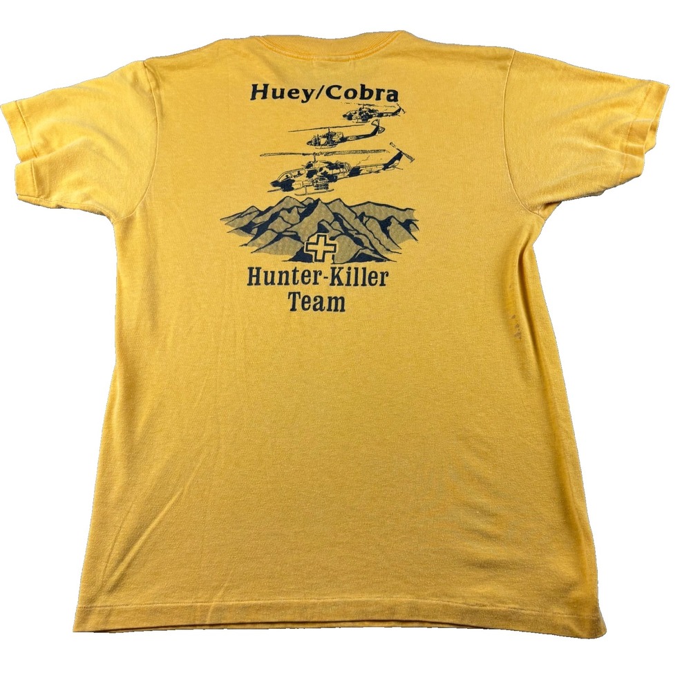 VTG 80's HMLA-167 Huey Cobra Hunter Killer Team Oneita T-Shirt Yellow Single USA